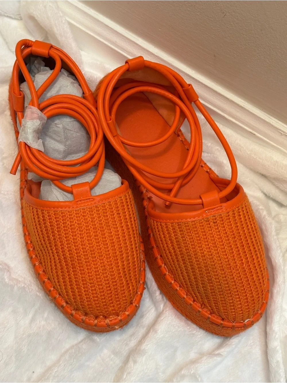 ASOS Design Orange Espadrilles Braided Strappy Round Closed Platform Sandals
